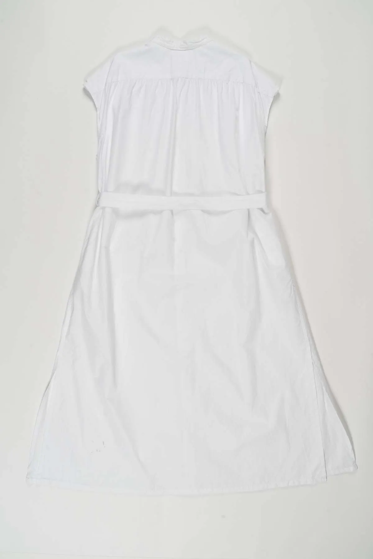 100's 2Ply Broadcloth Banded Collar Dress - White