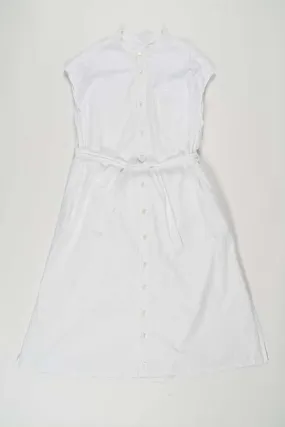 100's 2Ply Broadcloth Banded Collar Dress - White