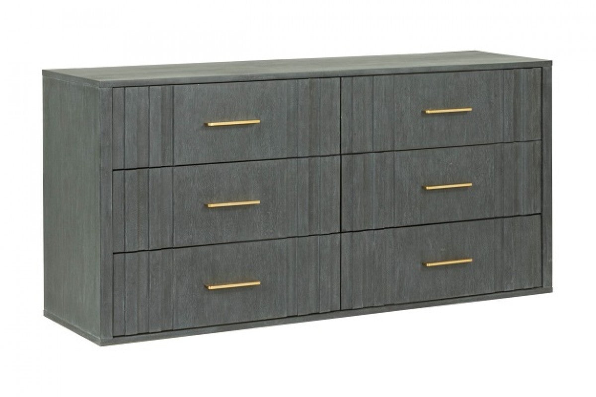 63 Dark Grey Solid And Manufactured Wood Six Drawer Dresser