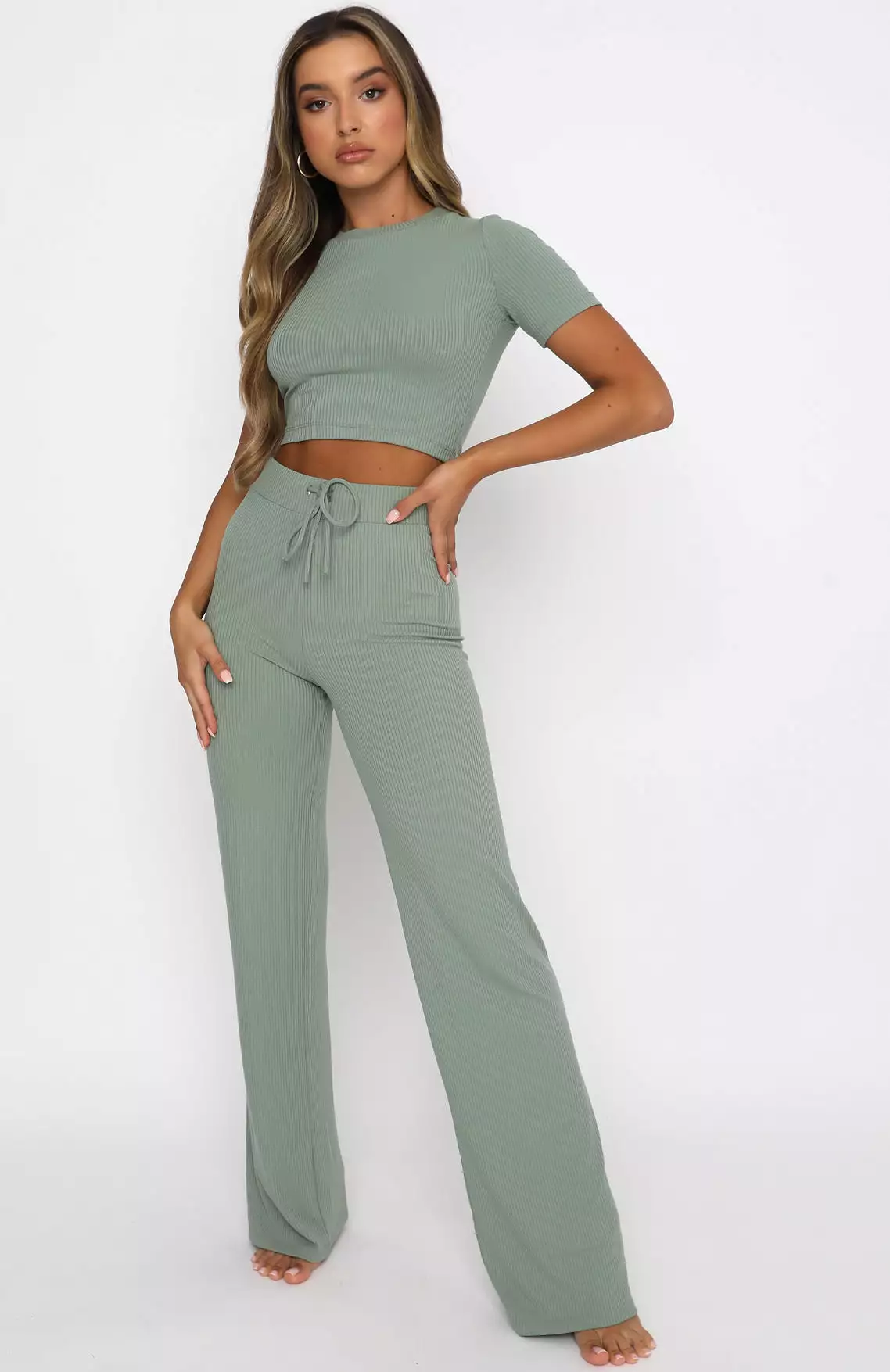 Adore You Ribbed Pants Sage