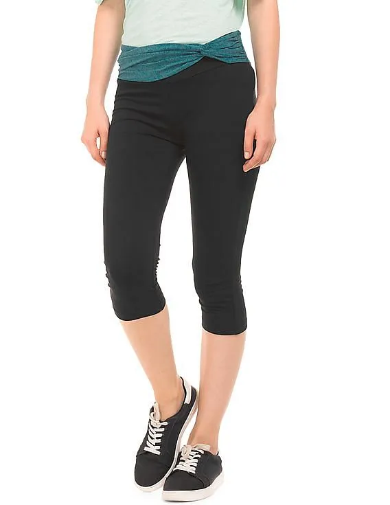 Aeropostale Heathered Waistband Active Capri Leggings