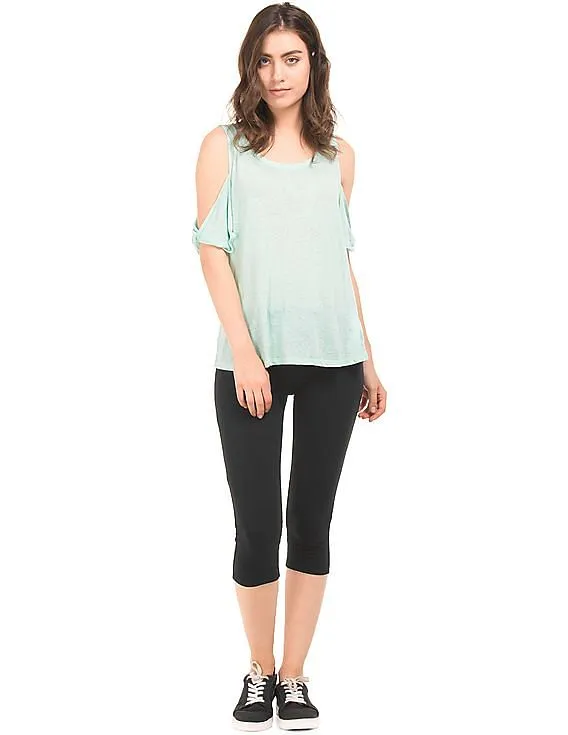 Aeropostale Heathered Waistband Active Capri Leggings