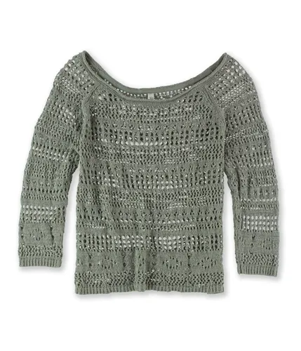 Aeropostale Womens Sheer Cropped Knit Sweater