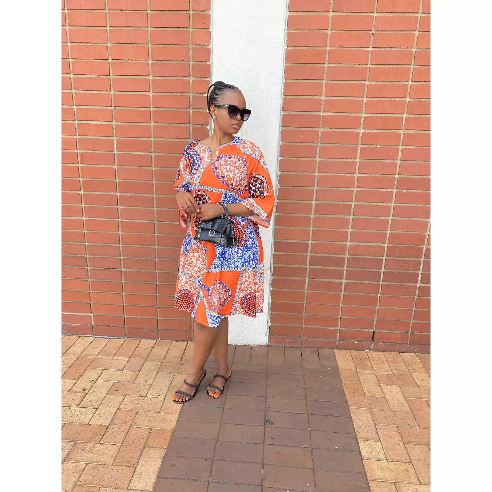 African Printed V-Neck Dress