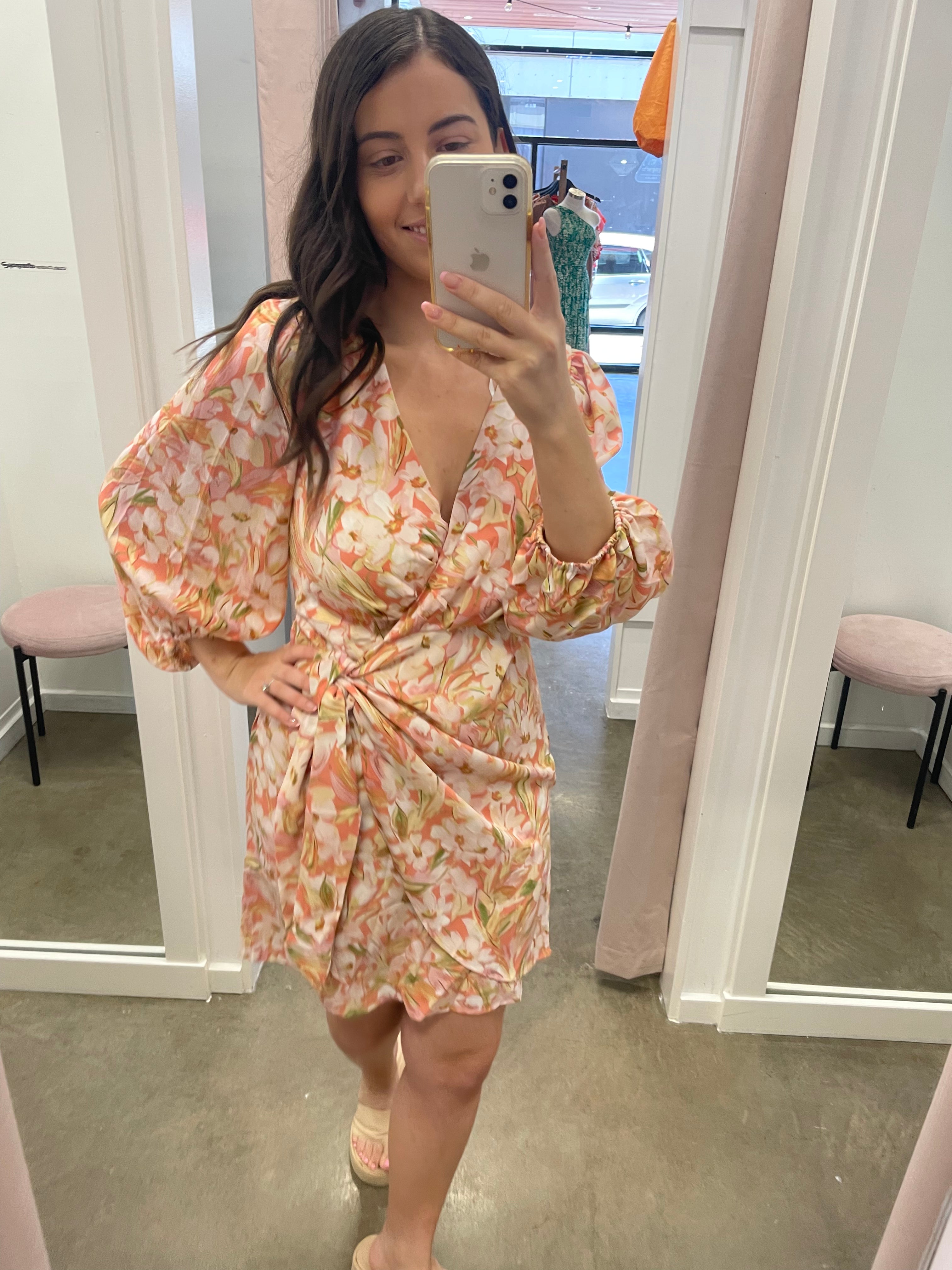 Alba Wrap Dress (Pink Floral)