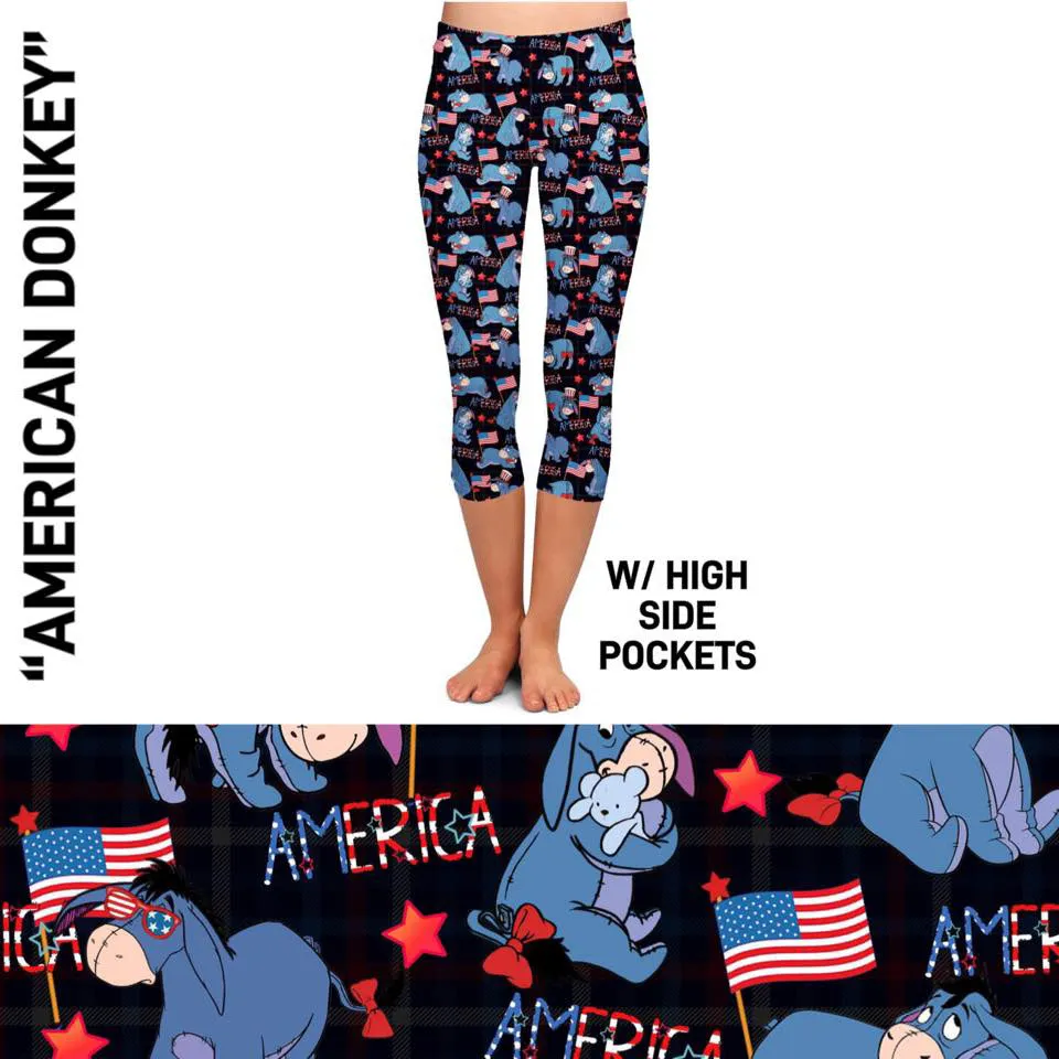 American Donkey Soft Capri Leggings w/ Pockets