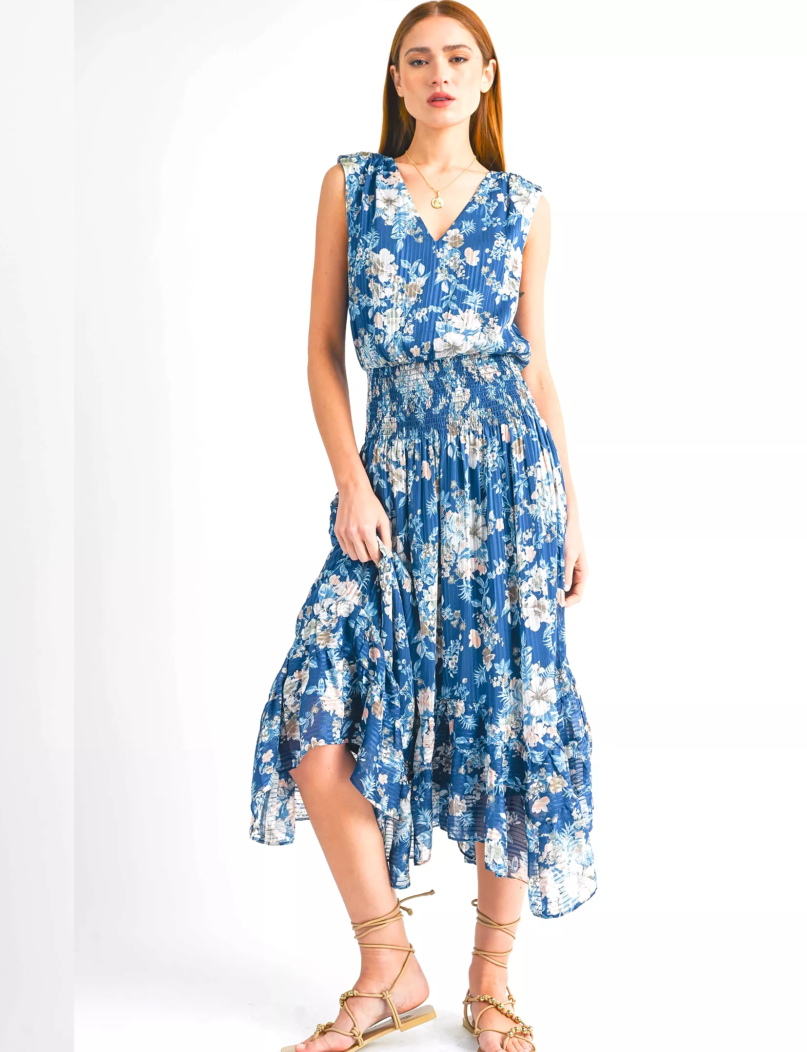 Ariel Midi Dress, Navy Floral