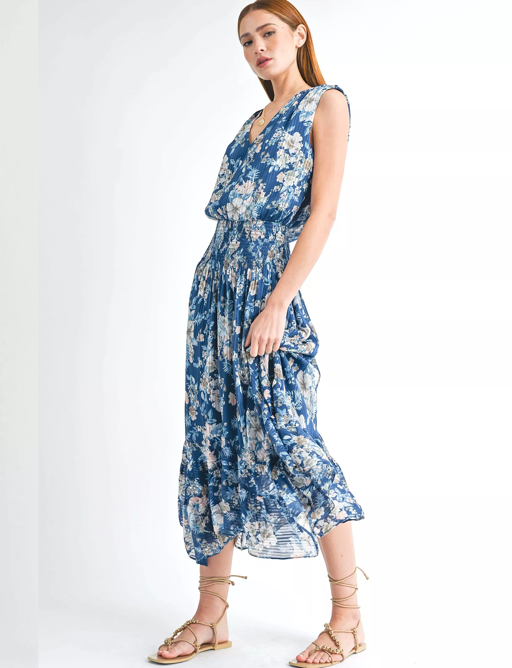 Ariel Midi Dress, Navy Floral