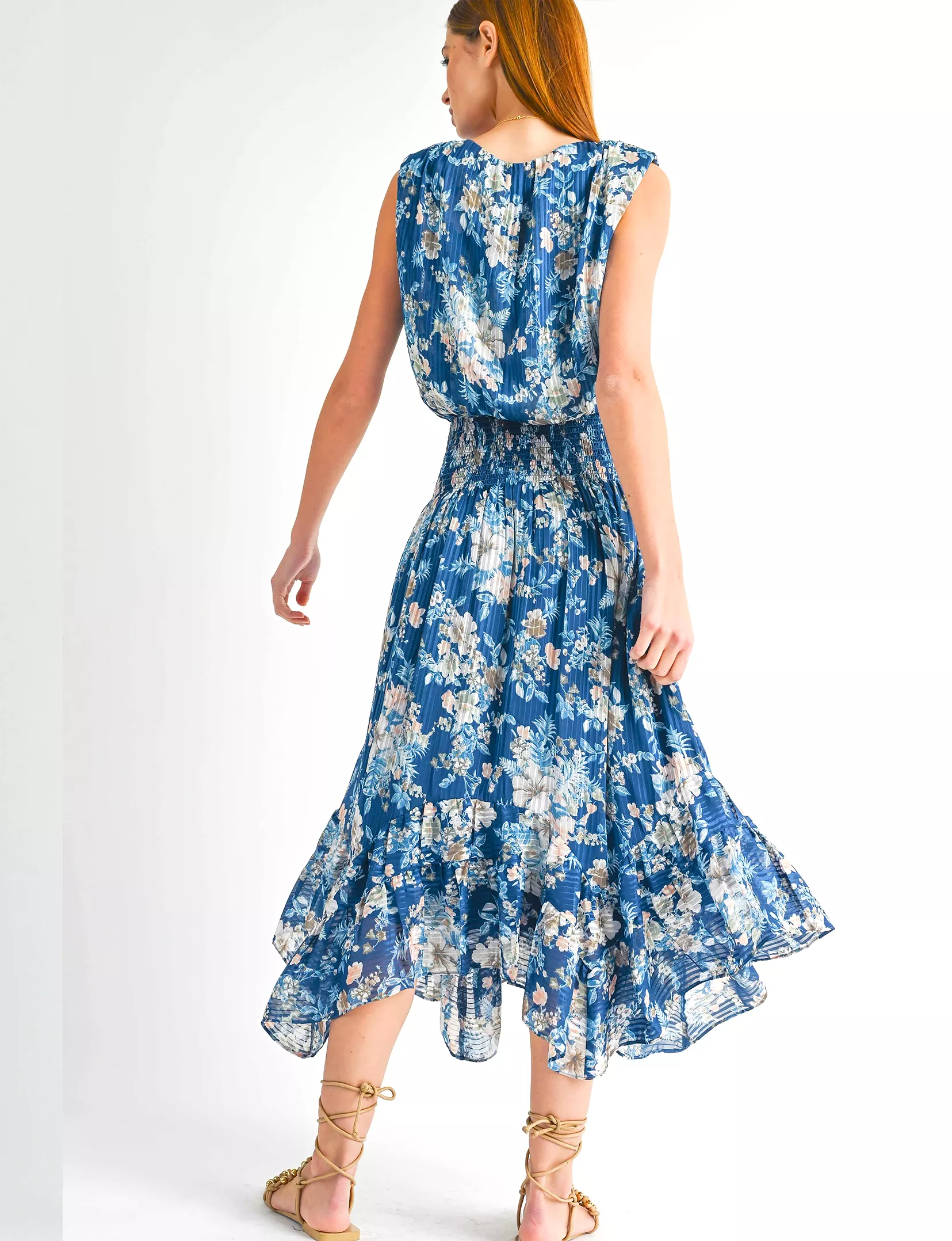 Ariel Midi Dress, Navy Floral