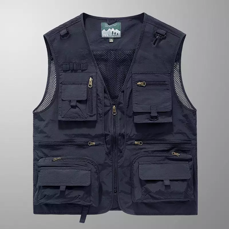 Ashore Shop New Spring Autumn Men Multi Pockets Quick Drying Sleeveless Vest Men Outdoor Sports Waistcoat Camping Fishing Jacket