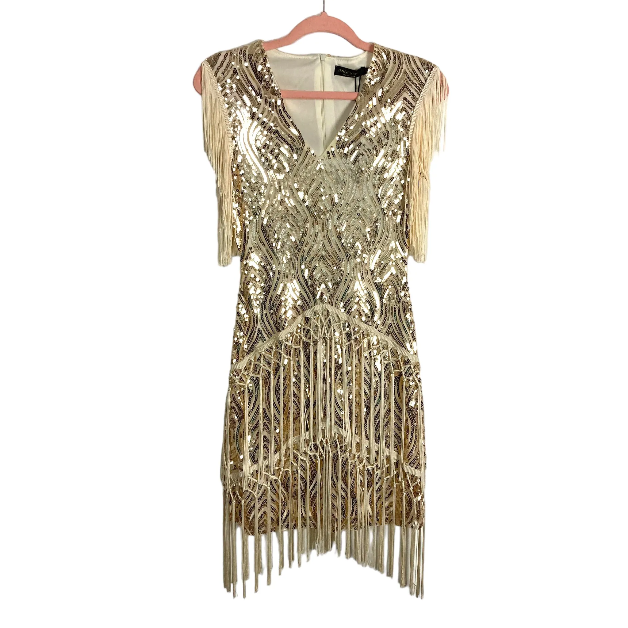 Babeyond Gold Sparkly Sequin Bodycon Flapper Dress NWT- Size XS