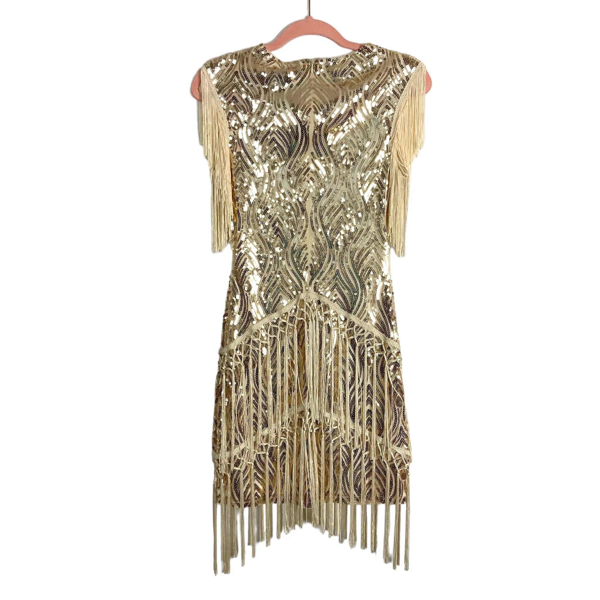 Babeyond Gold Sparkly Sequin Bodycon Flapper Dress NWT- Size XS