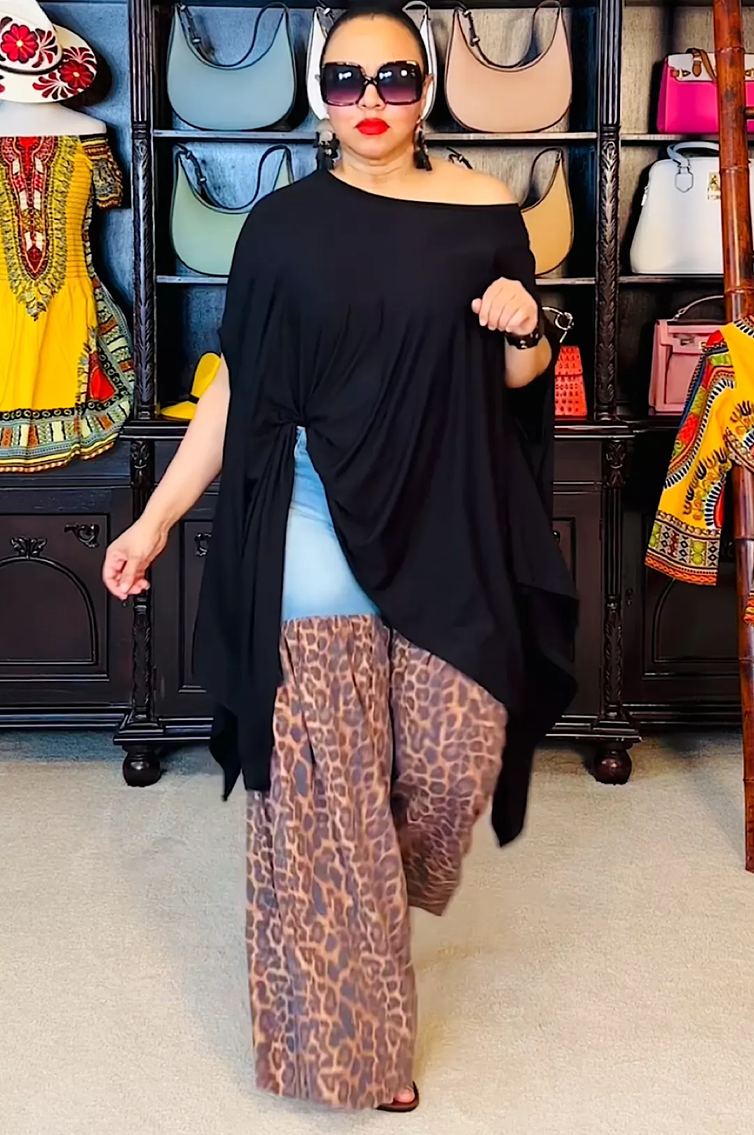 Black Poncho Style Top