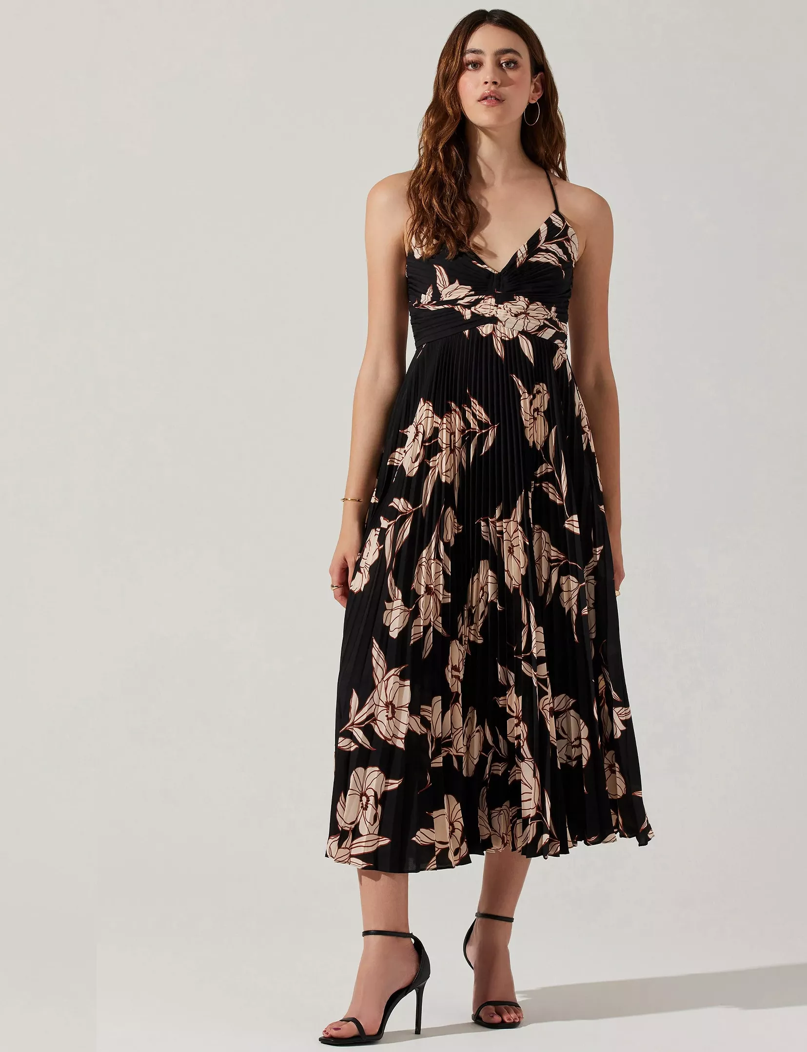 Blythe Midi Dress, Black Floral