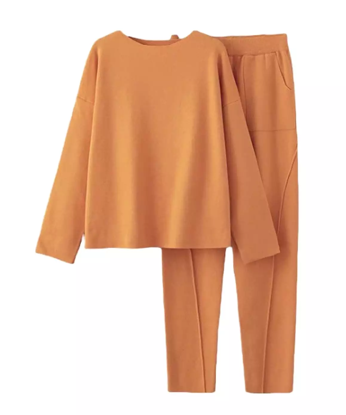 Boat Neck Sweater And Cropped Pants Set