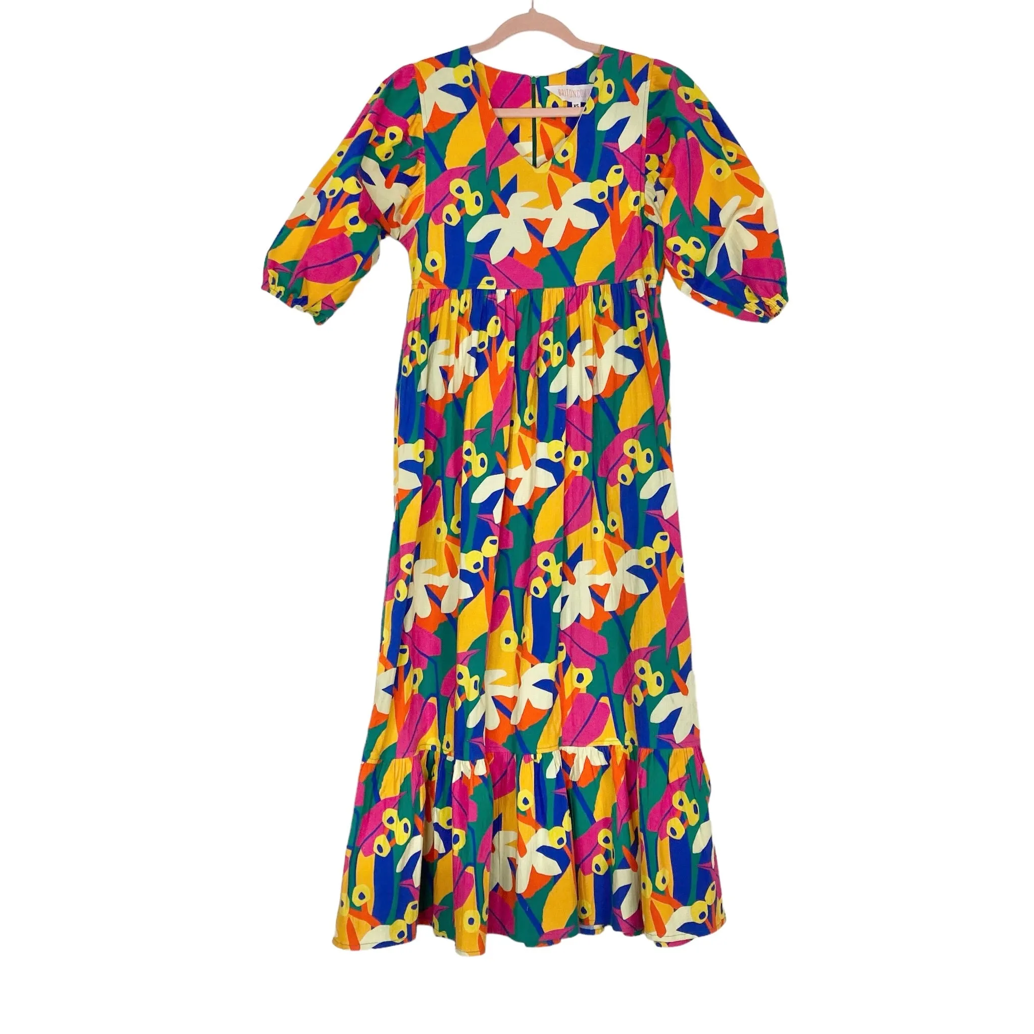 Briton Court Multi Color Floral Puff Sleeve Dress- Size XS (sold out online, see notes)