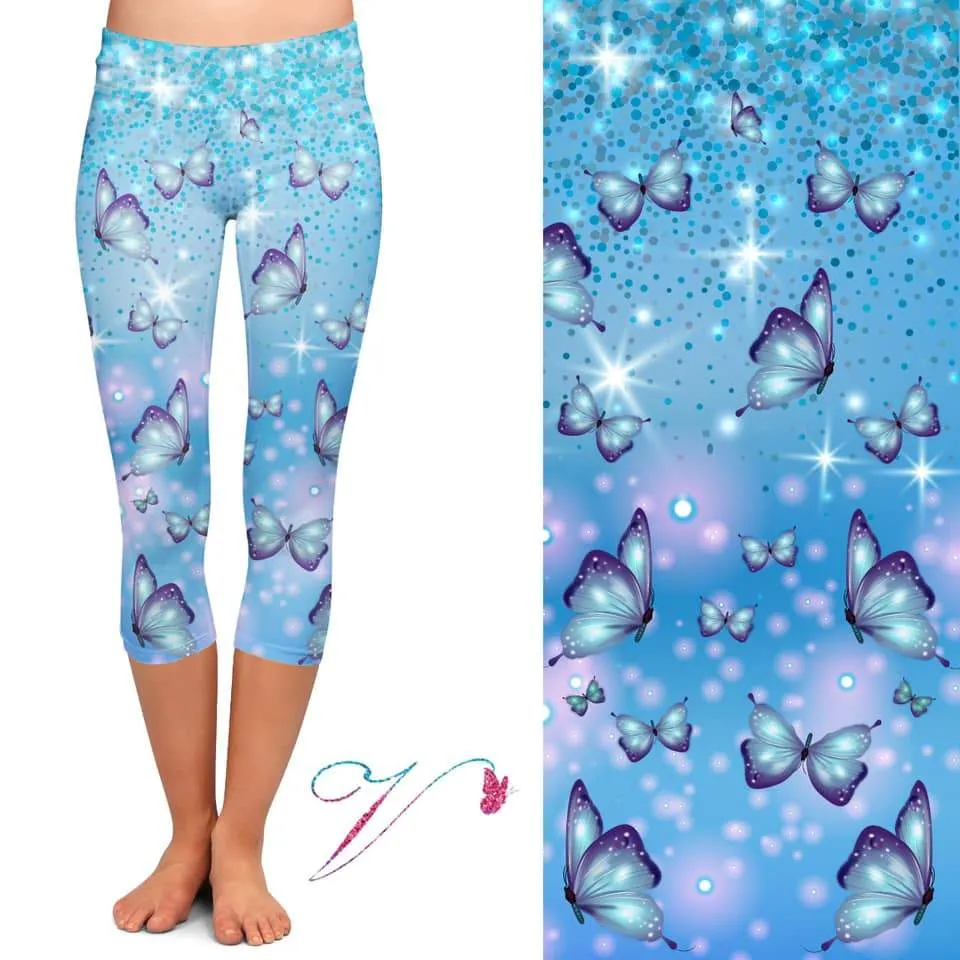 Butterfly Crystal Capri Soft Leggings