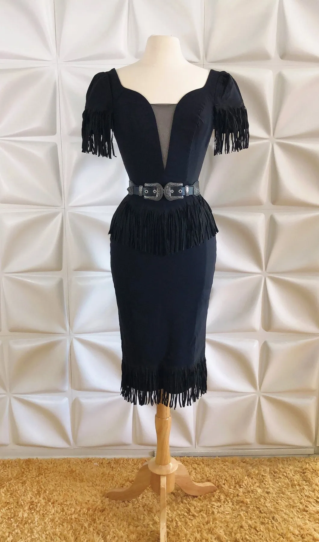 Calico Fringe Wiggle Dress (S ONLY)