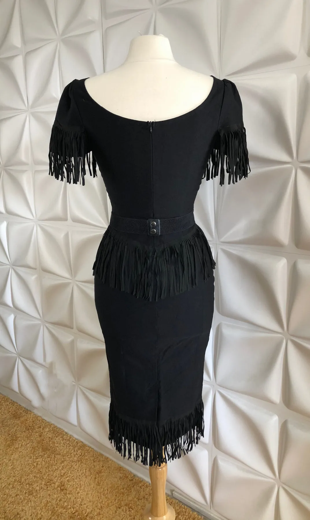 Calico Fringe Wiggle Dress (S ONLY)