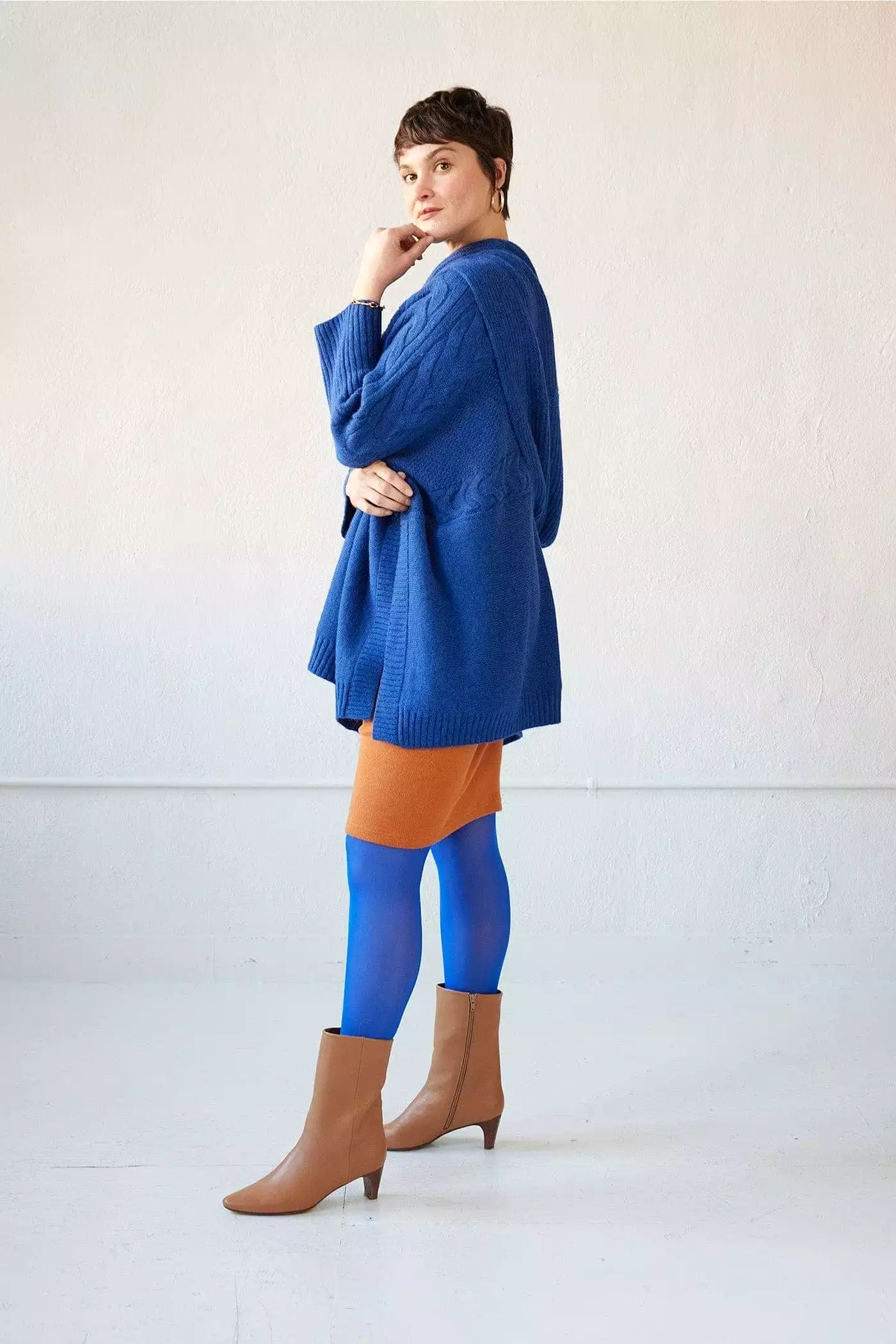 Cat Poncho in Alpaca Wool Blend - Cobalt