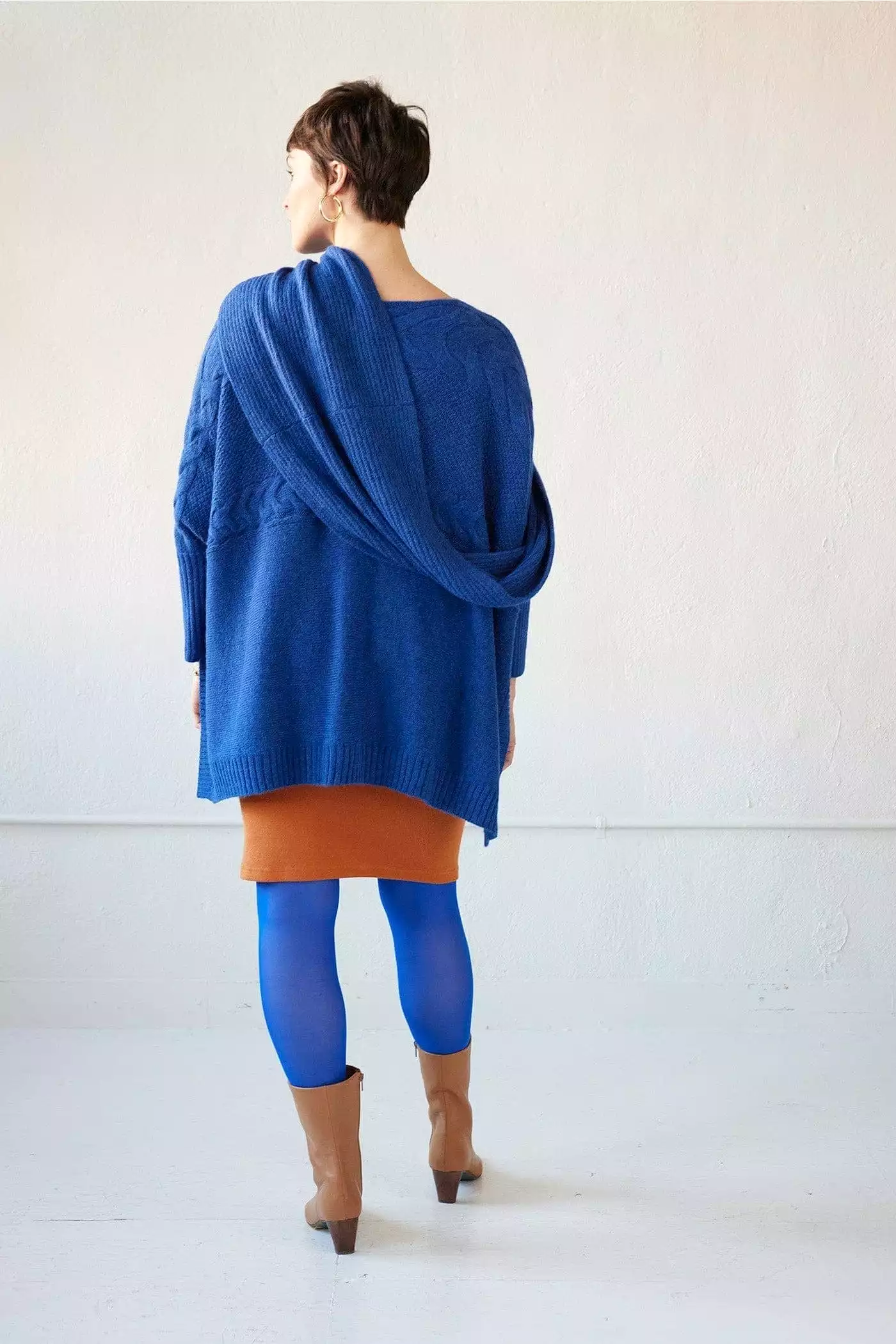 Cat Poncho in Alpaca Wool Blend - Cobalt