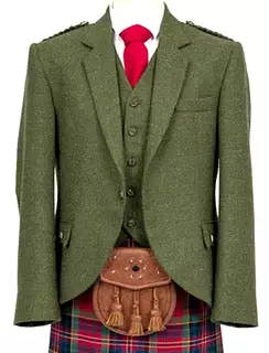 Cheviot Loden Green Tweed Crail Jacket and waistcoat CHE161