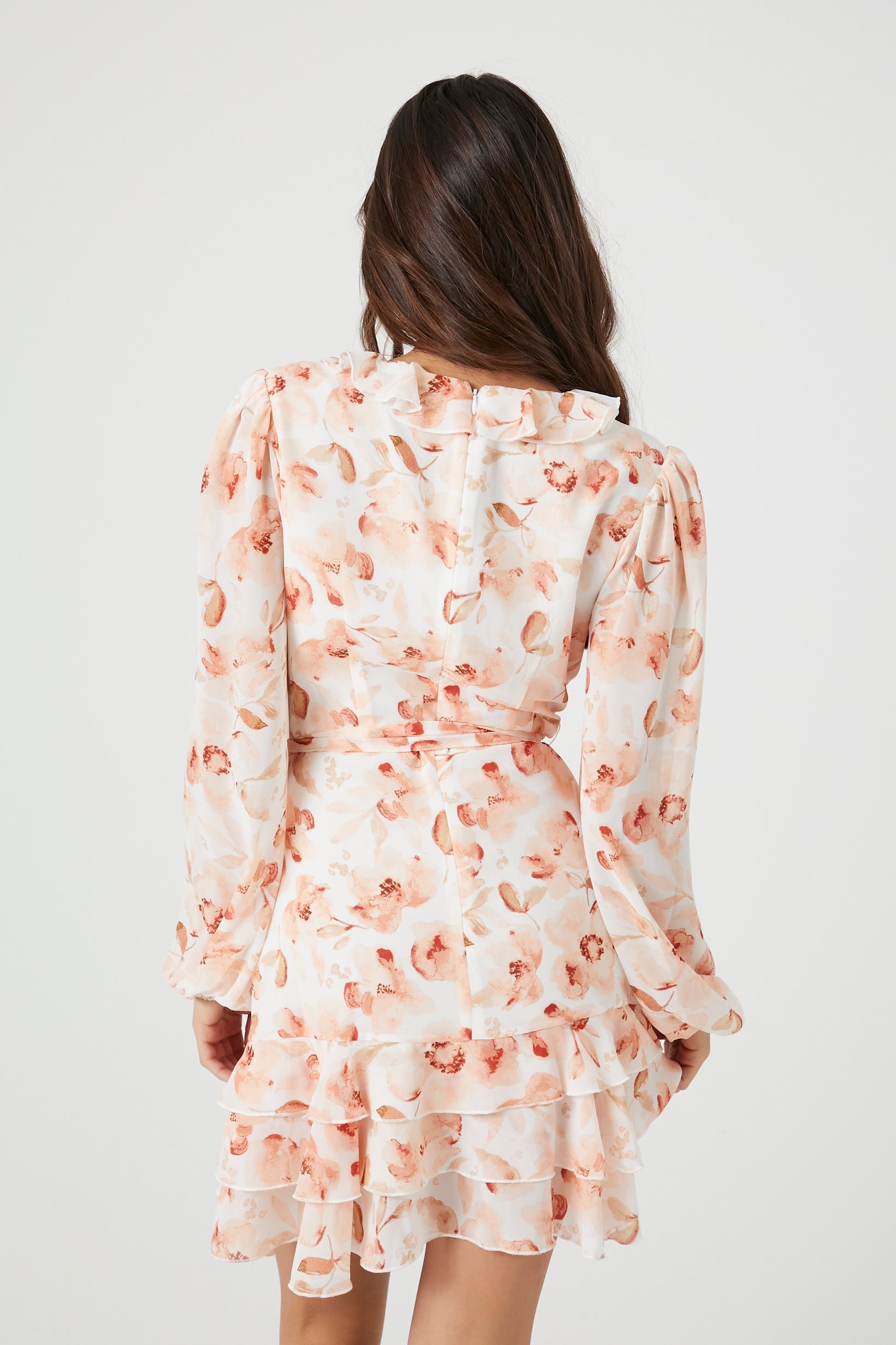 Chiffon Floral Print Wrap Dress