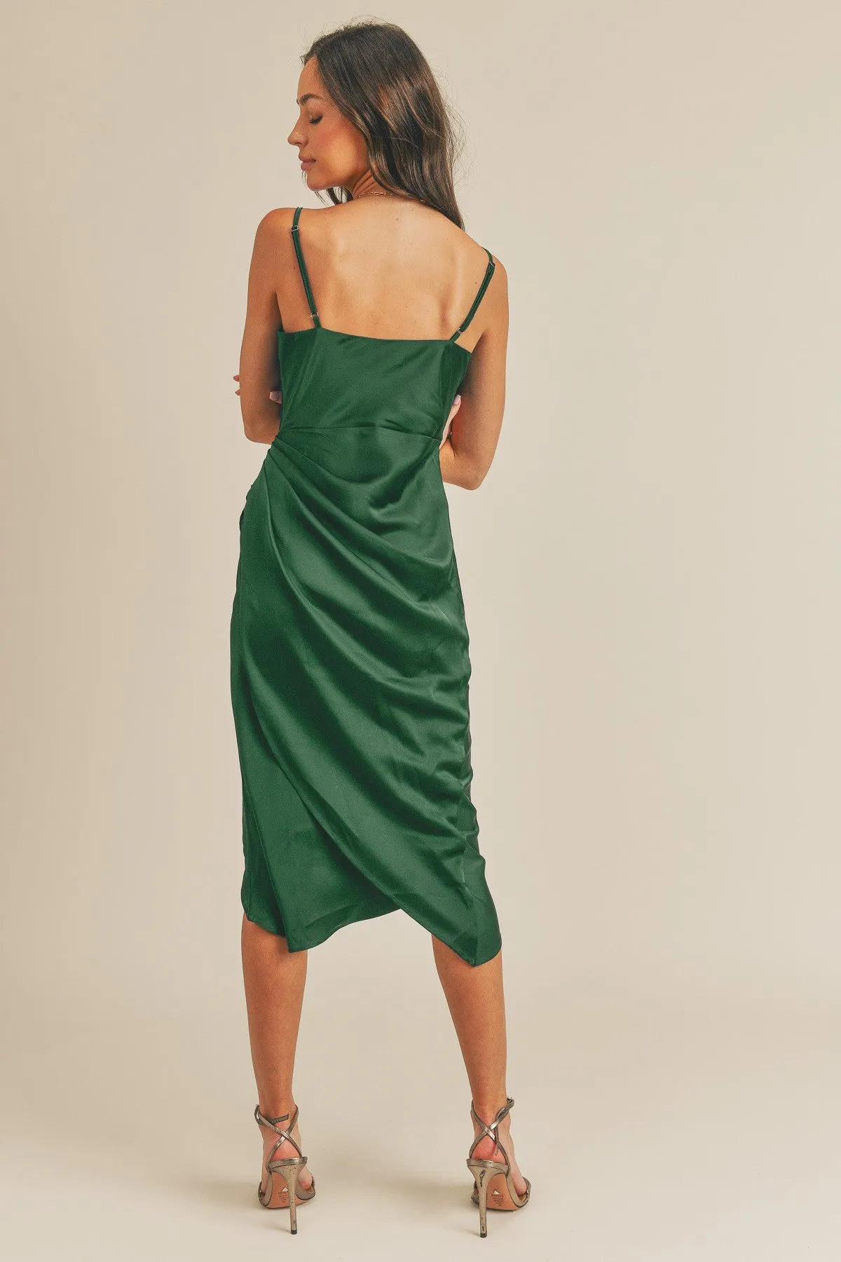 CLEARANCE- Cowl Neck Slip Dress- Forest Green- SIZE XS & S