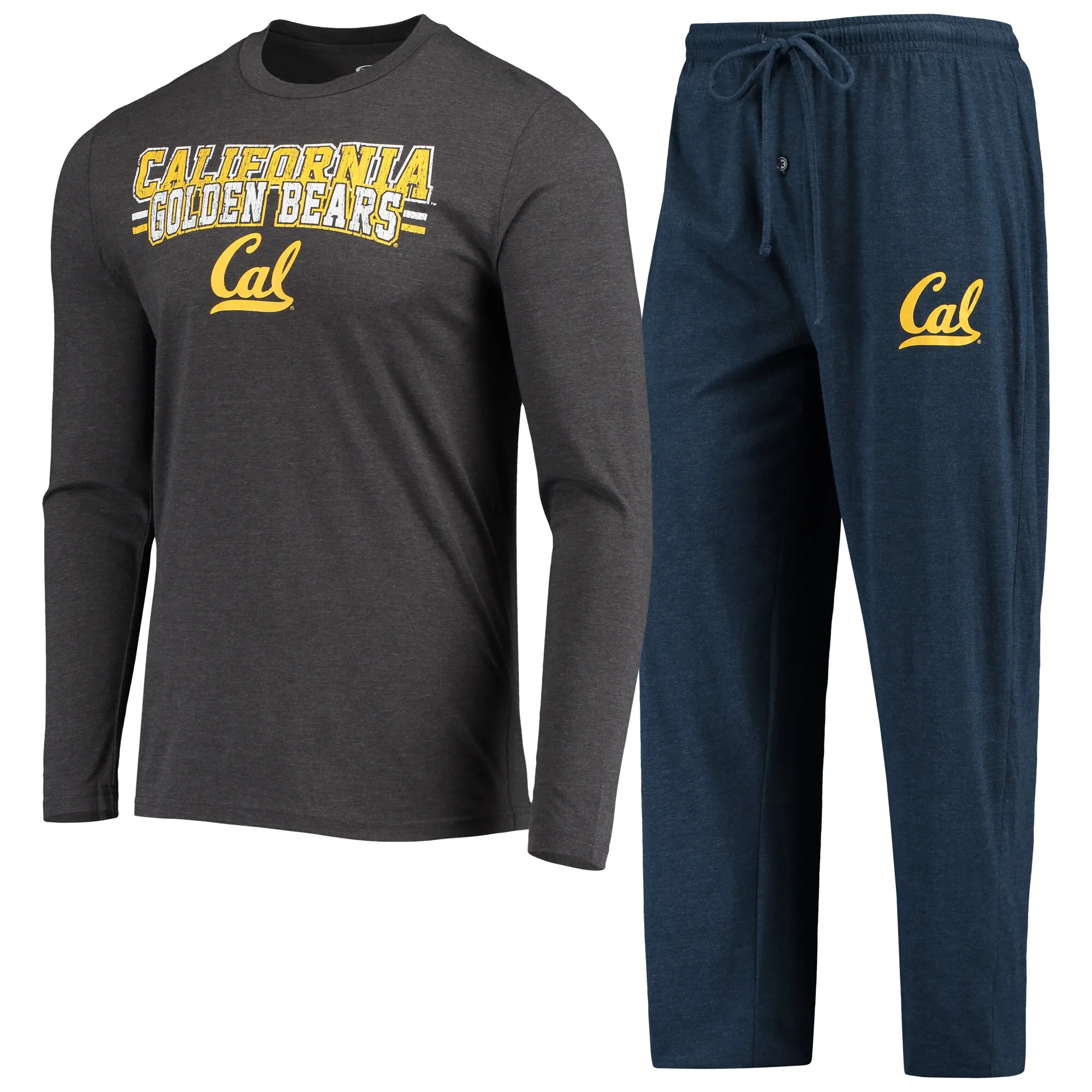 Concepts Sport Cal Bears Navy/Heathered Charcoal Meter Long Sleeve T-Shirt & Pants Sleep Set