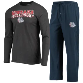 Concepts Sport Gonzaga Bulldogs Navy/Heathered Charcoal Meter Long Sleeve T-Shirt & Pants Sleep Set