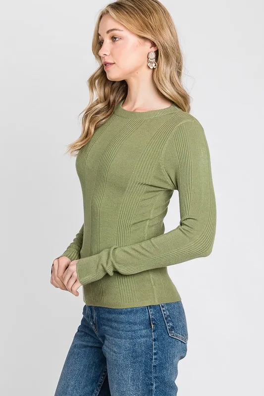 CREW NECK RIBBED SWEATER