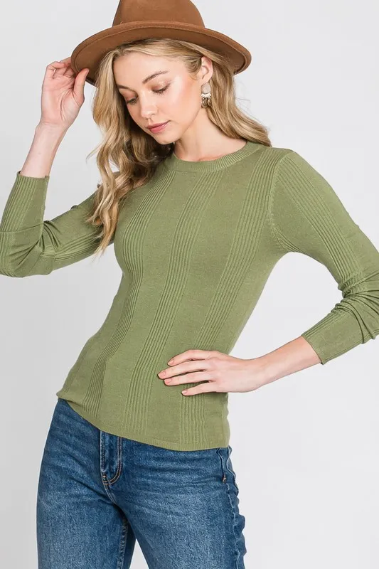 CREW NECK RIBBED SWEATER