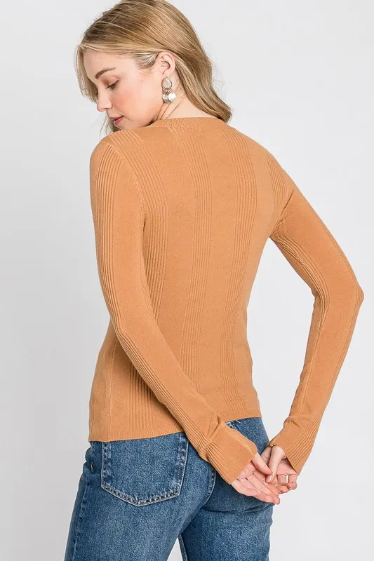 CREW NECK RIBBED SWEATER