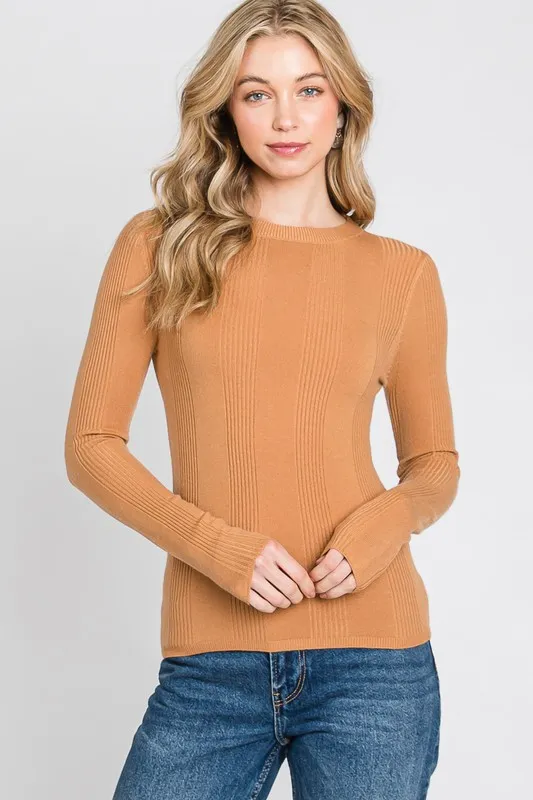 CREW NECK RIBBED SWEATER