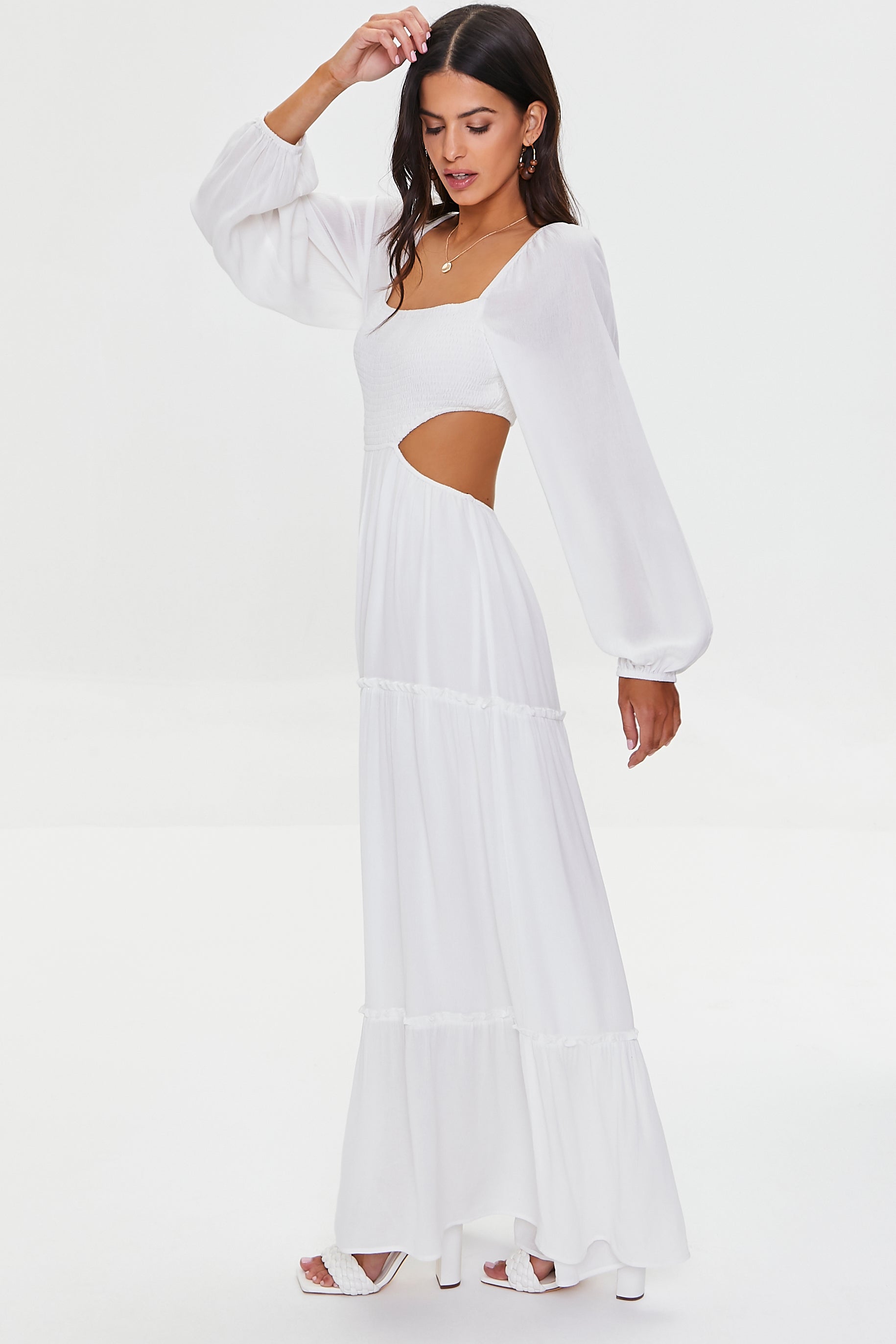 Cutout Maxi Peasant Dress