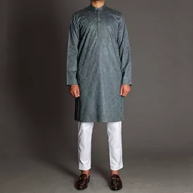 Dark Charcoal Grey Embroidered Kurta