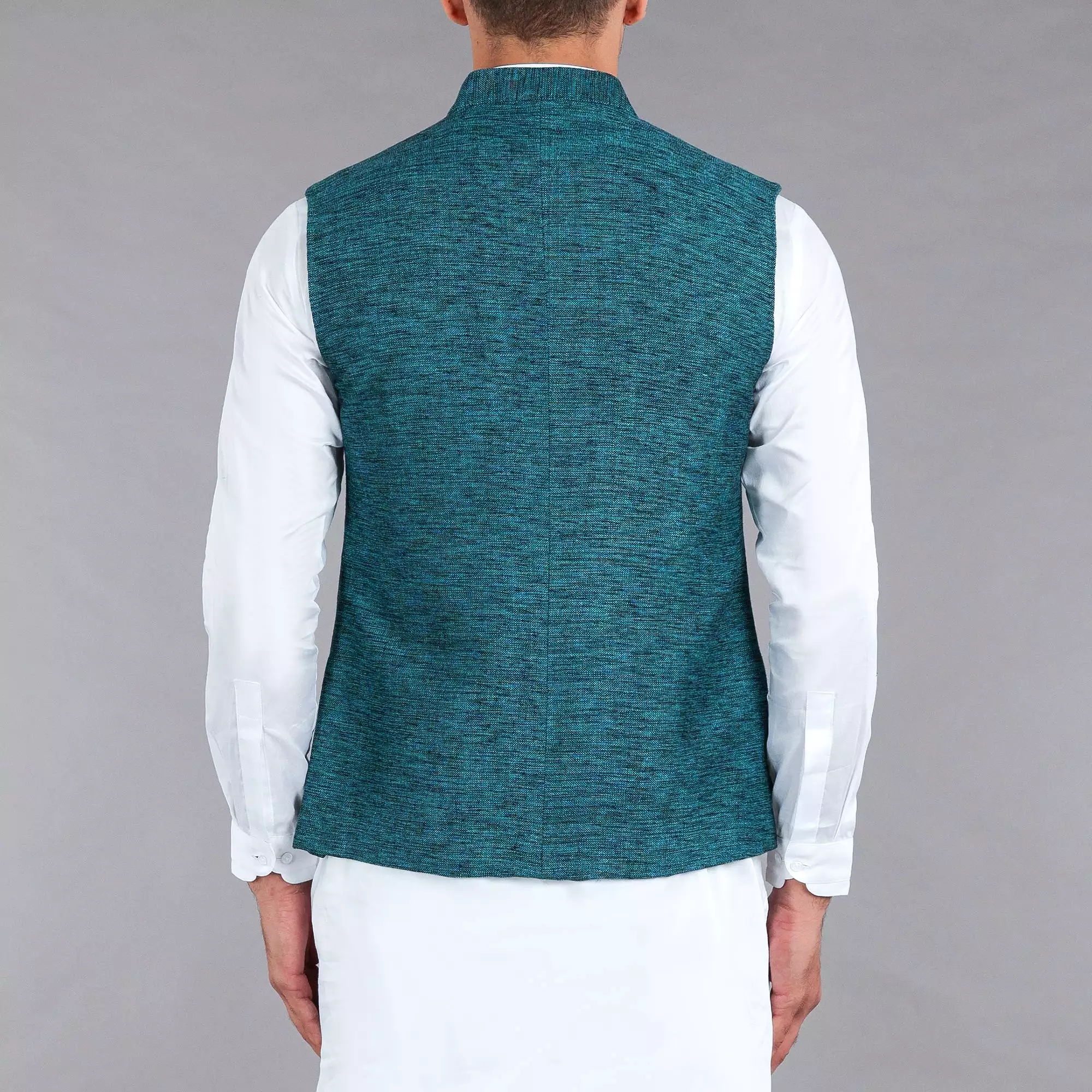 Dark Green Khaddar Waistcoat