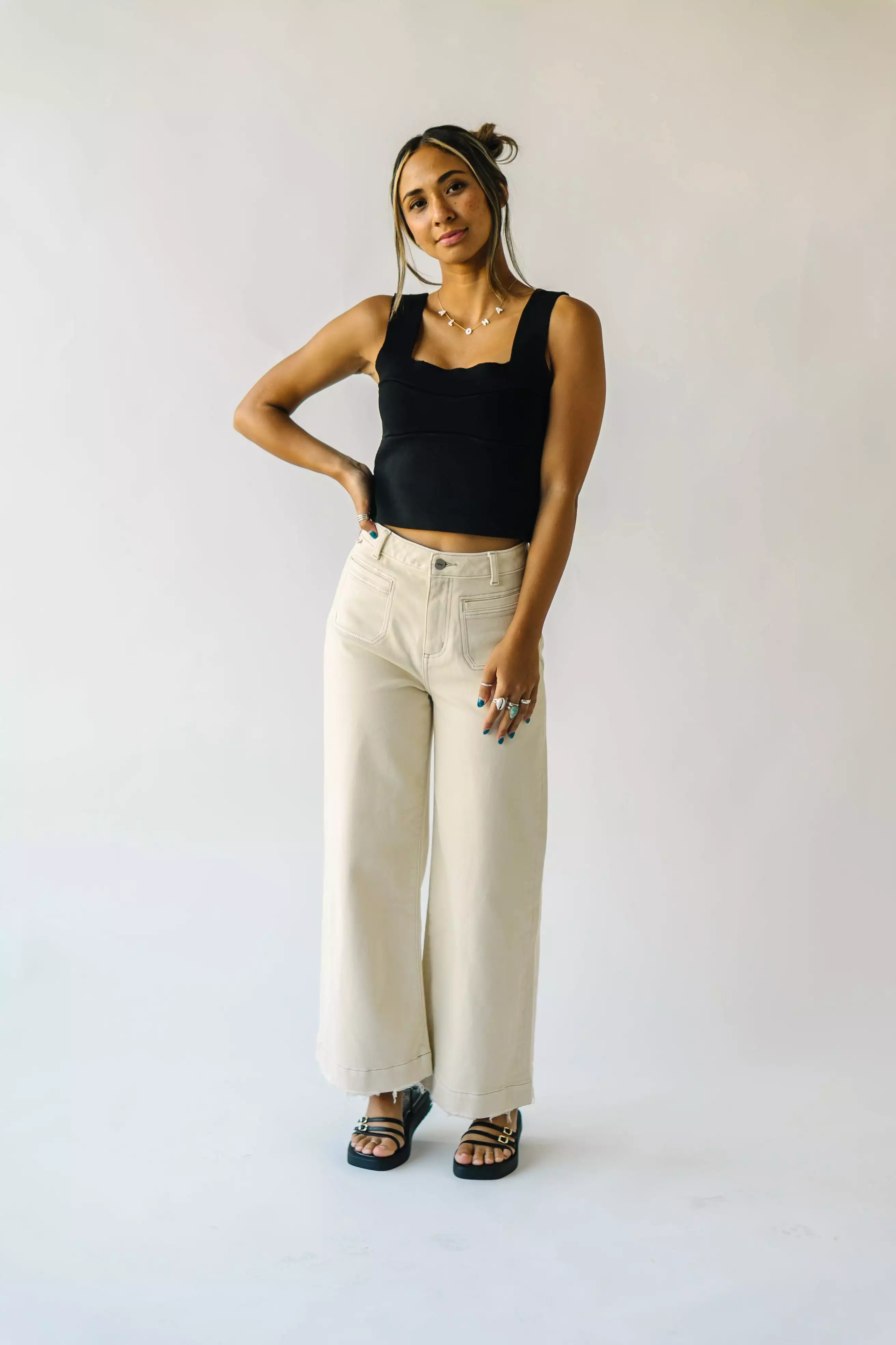 Denim: Montero Wide Leg Jean in Ecru