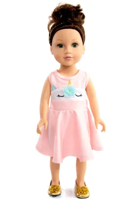 Doll Dress Unicorn Twirl