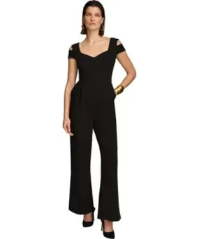 Donna Karan Women's Solid V-Neck Jumpsuit