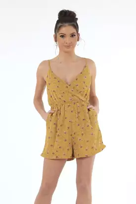 Double Second Yellow Floral Playsuit