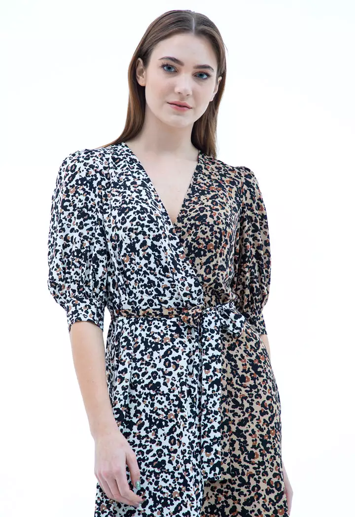 Double Tone Leopard Printed Dress