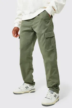 Elasticated Waist Straight Leg Twill Cargo Trouser