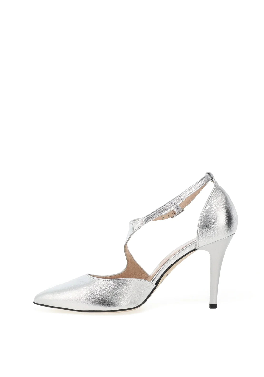 EMIS Leather Wrap Heels Silver