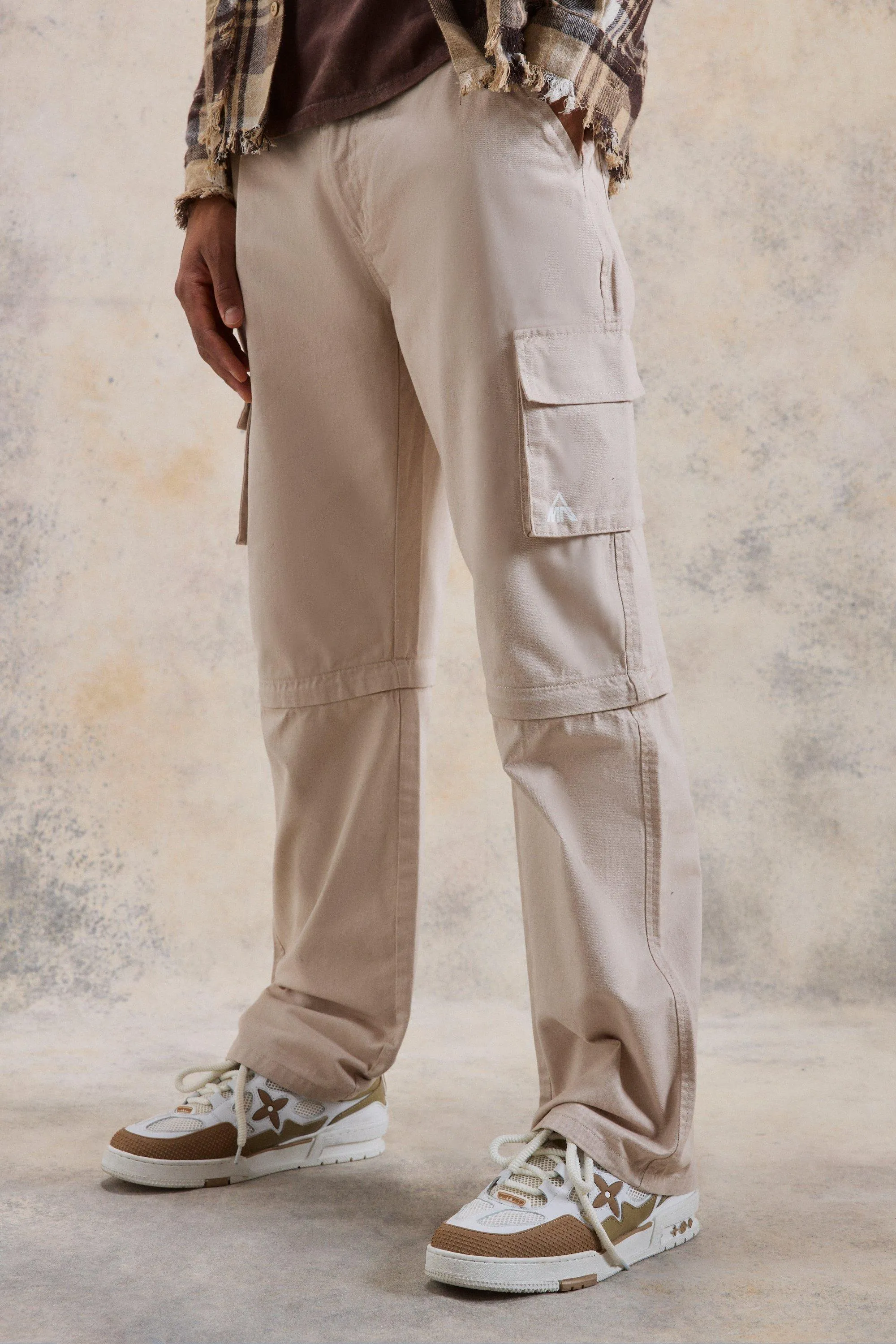 Fixed Waist Relaxed Zip Off Leg Cargo Trouser | boohooMAN UK