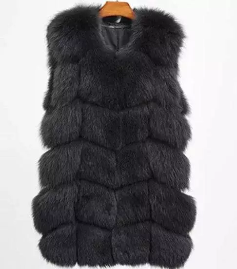 Genuine Zig Zag Paneled Fox Fur Vest Gilet