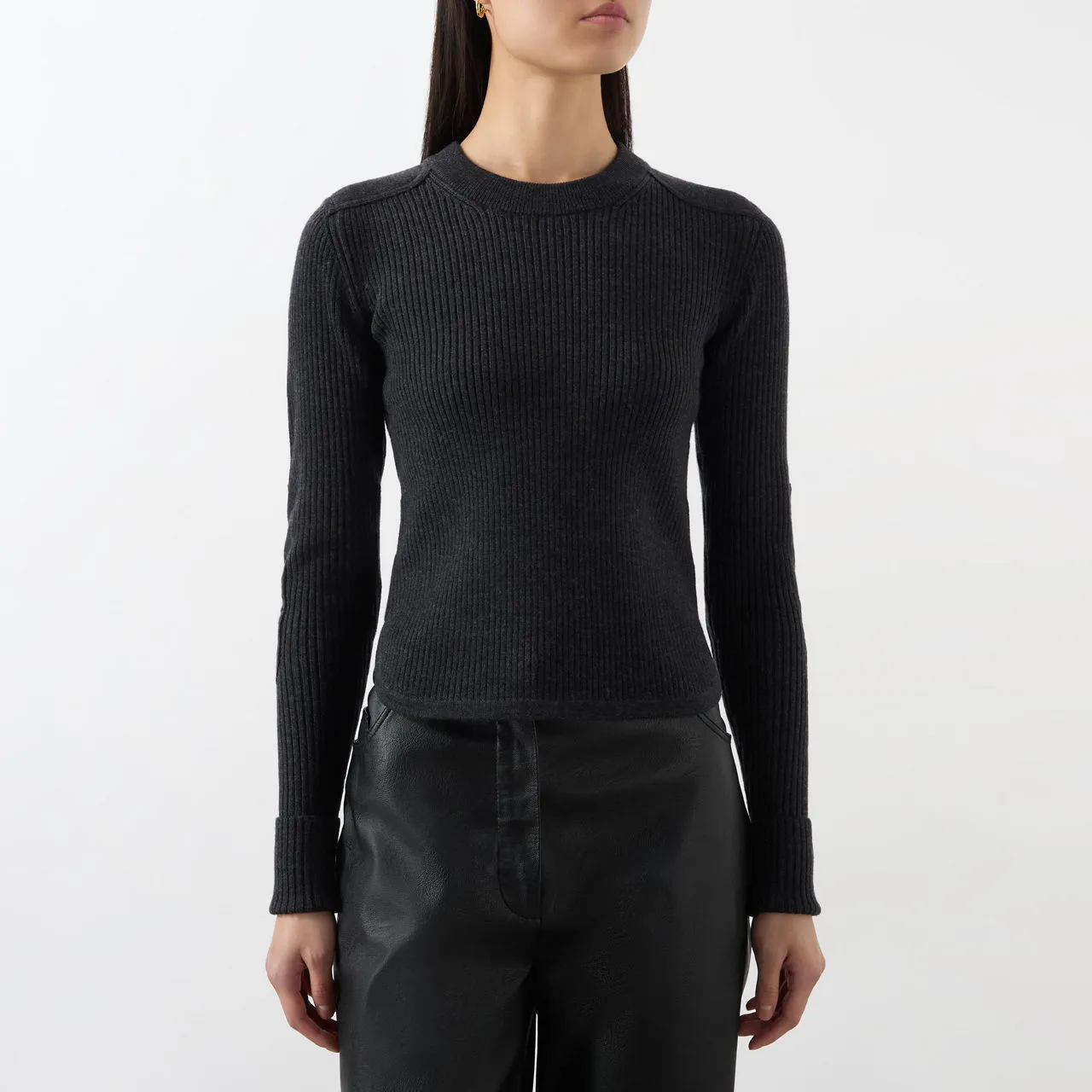 ISABEL MARANT ÉTOILE Gabyne Ribbed Knit Sweater - Dark Grey