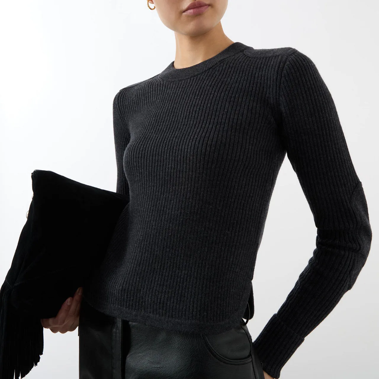 ISABEL MARANT ÉTOILE Gabyne Ribbed Knit Sweater - Dark Grey