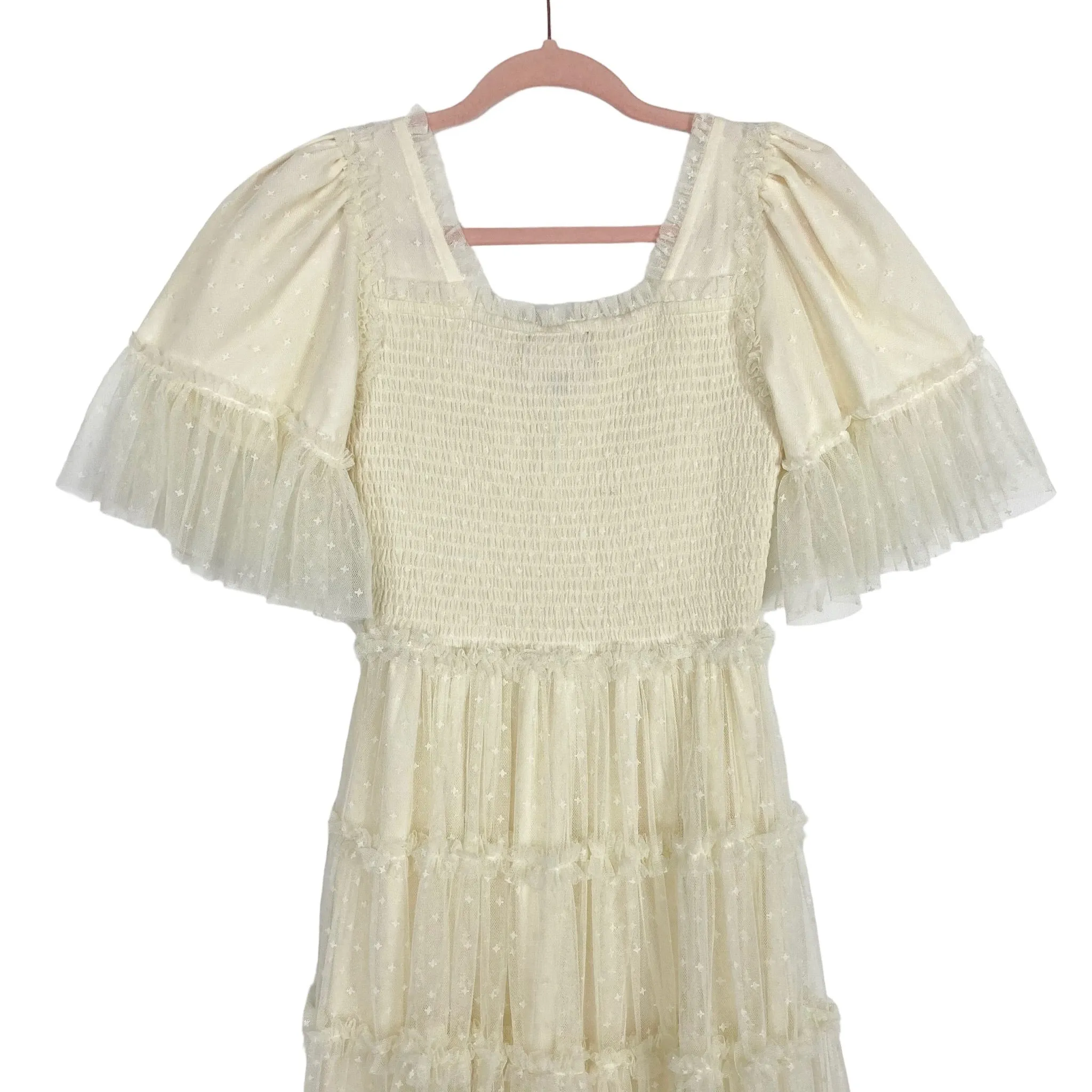 Jessakae Antique White Smocked Bodice Tulle Dress- Size XS (sold out online)