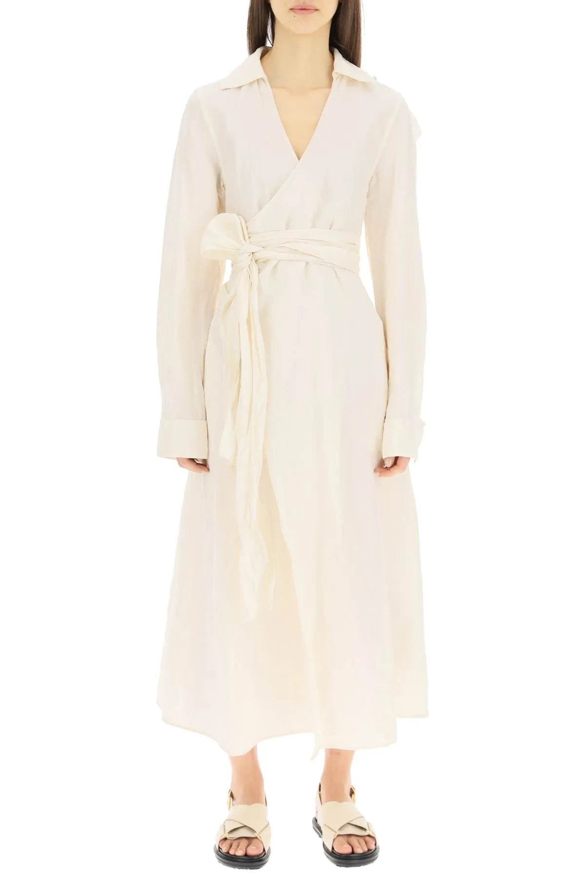 Jil Sander Tied Waist Wrap Midi Dress